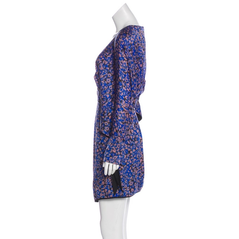 Zac Posen Silk Mini Dress Sapphire Cut Out Long Sleeve Cocktail - Picture 13 of 14